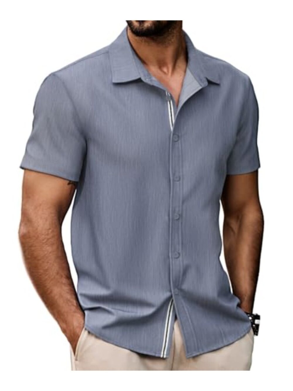 Men's Short Sleeve Button Down Shirt Relaxed Fit Casual Beach Business